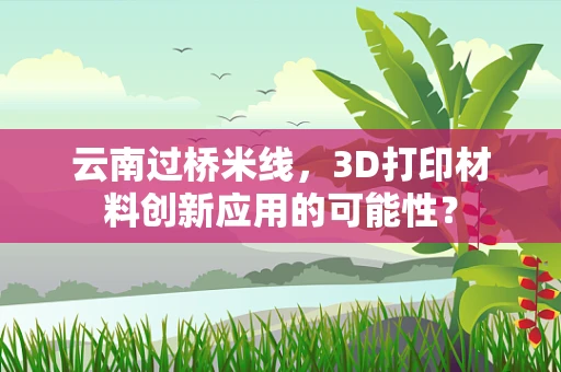 云南过桥米线，3D打印材料创新应用的可能性？