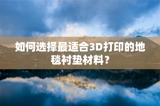 如何选择最适合3D打印的地毯衬垫材料？