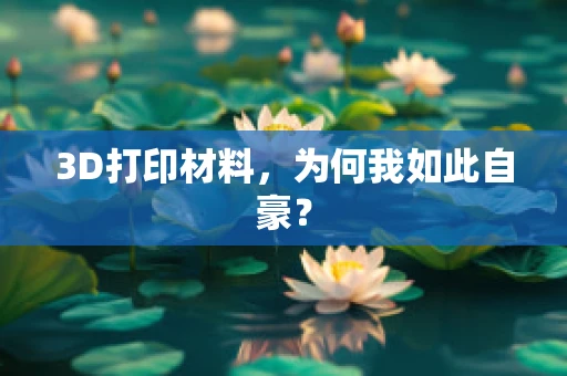 3D打印材料，为何我如此自豪？