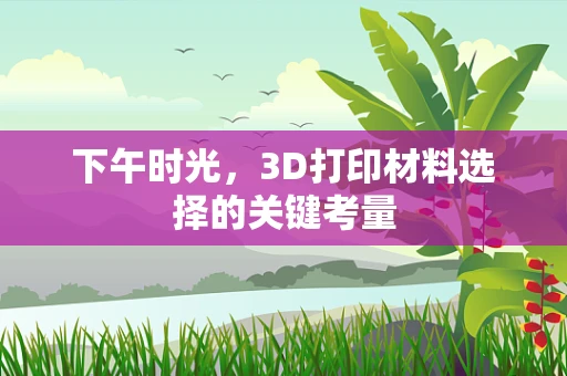 下午时光，3D打印材料选择的关键考量
